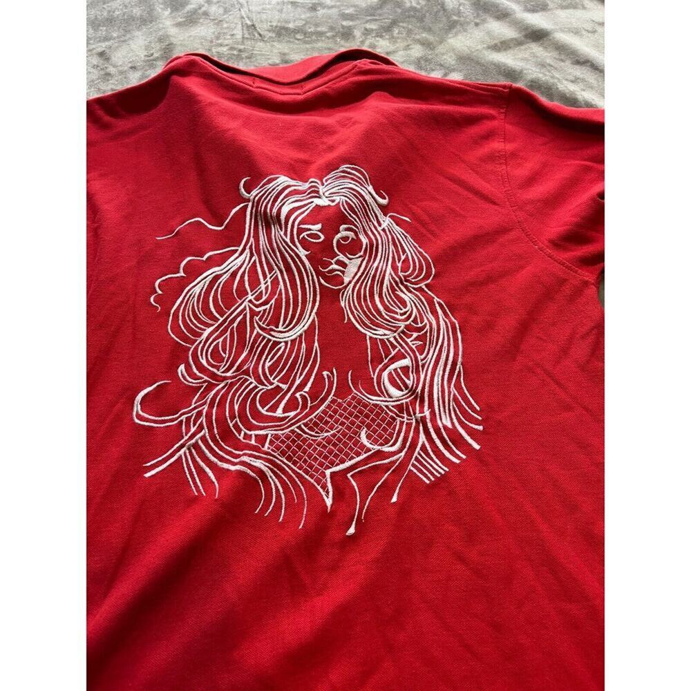 Vintage Coogi Polo Shirt Mens 2XL Red Embroidered Woman Graphic Hip Hop Rap Y2K